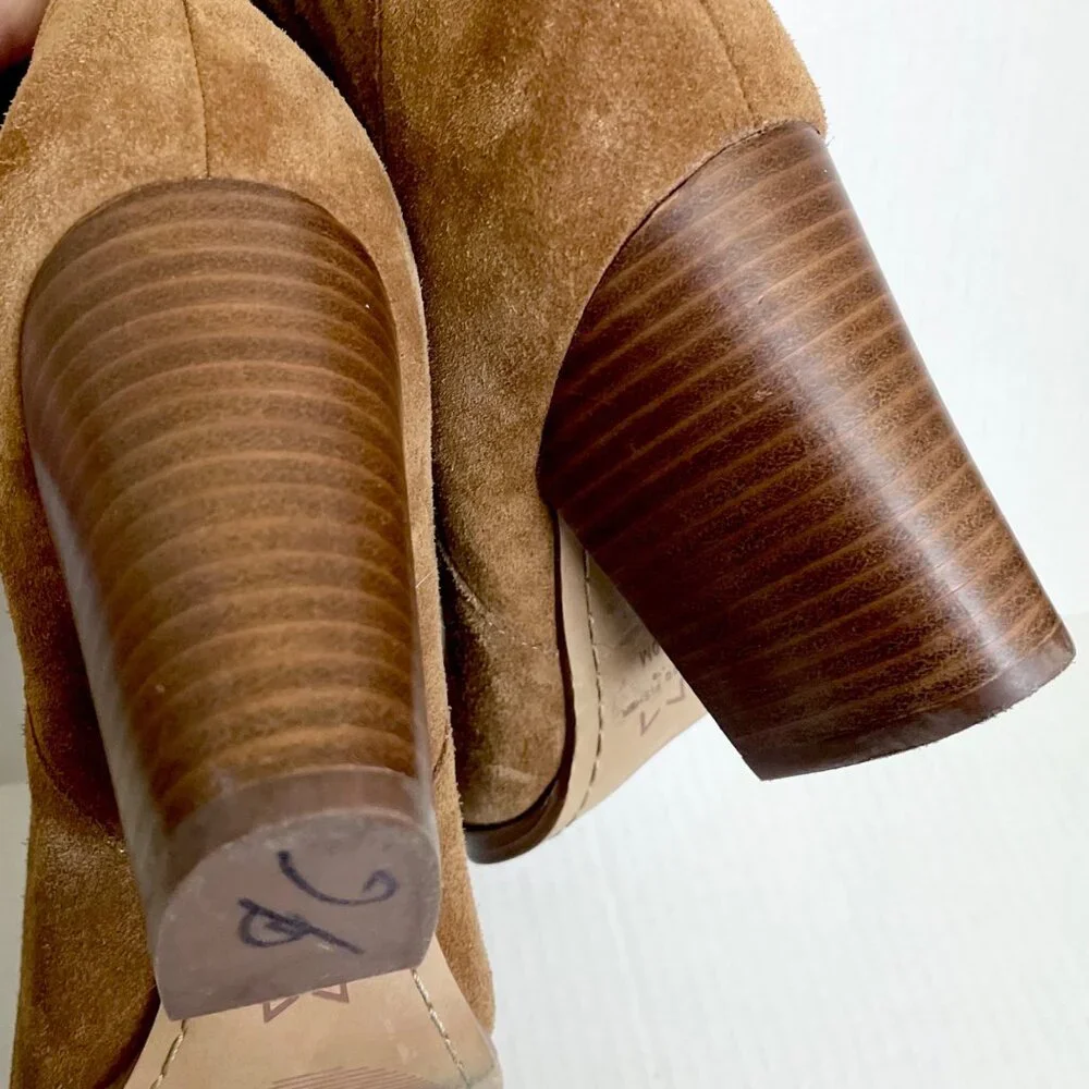 Marc Fisher Alva Suede Ankle Booties With Stacked Heel - Picture 6 of 11